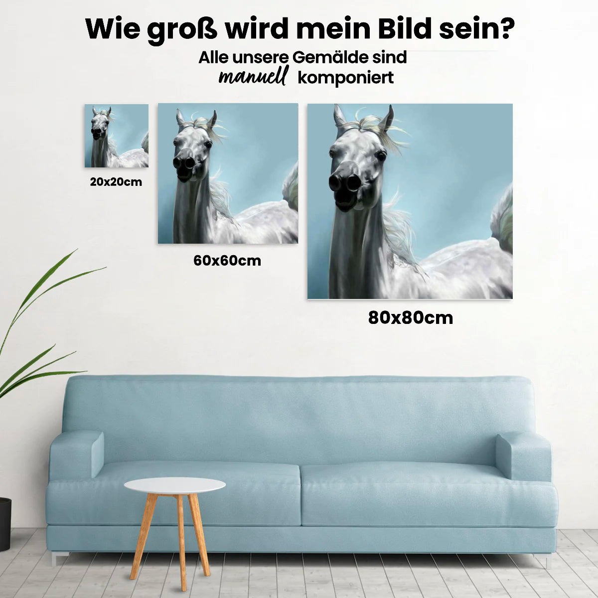 Weißes Pferd im Wind - Malen nach Zahlen