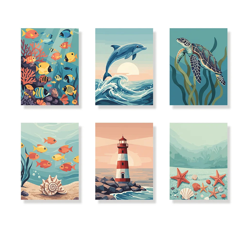 Dipingere con i numeri - 6 Mini Dipinti | Piccolo Boschetto