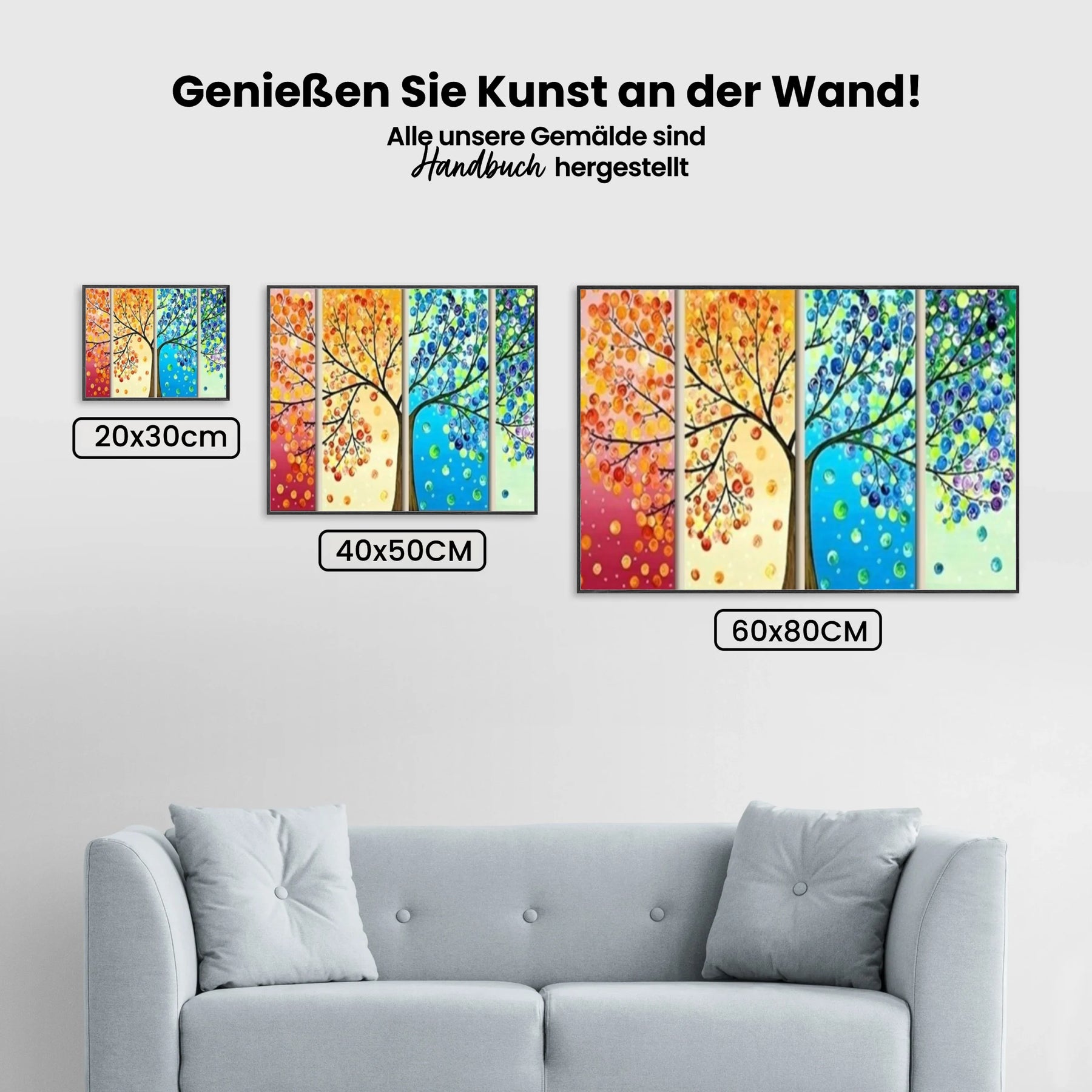 4 Saisonbäume | 4 Teile - Malen nach Zahlen