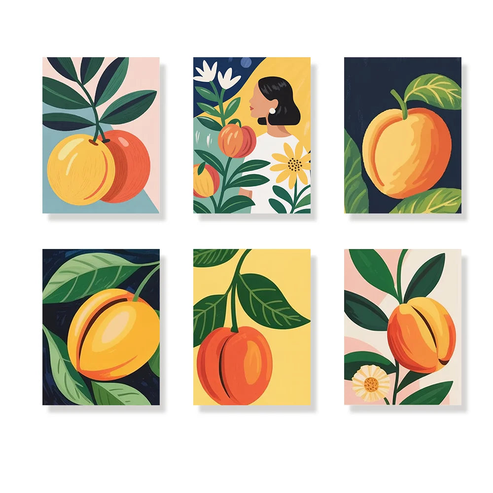 Dipingi con i numeri - 6 mini dipinti | Set di fiori di ciliegio