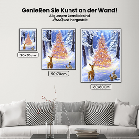 Baum mit Lichtern im Wald - Malen nach Zahlen