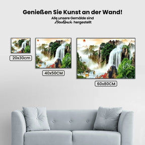 Berge Wasserfall-Bäume | Großformat - Malen nach Zahlen