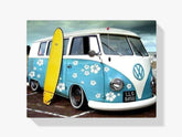 Blaue Wagen mit gelbem Surfbrett - Malen nach Zahlen