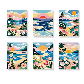 

Dipingere con i numeri - 6 mini dipinti | Tramonto dei fiori