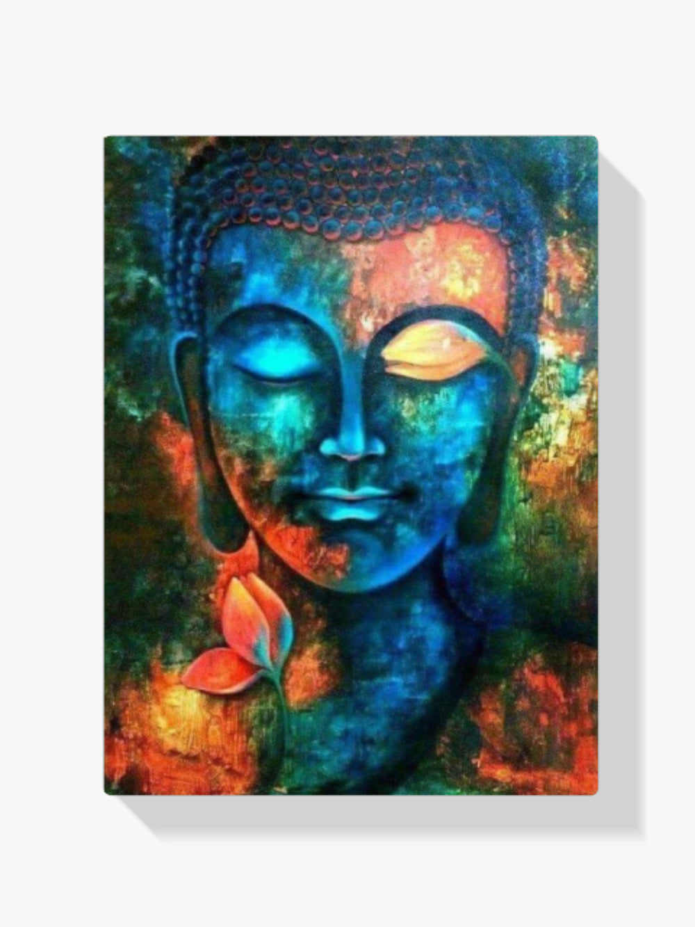 Buddha-Gesicht Blau Orange - Malen nach Zahlen
