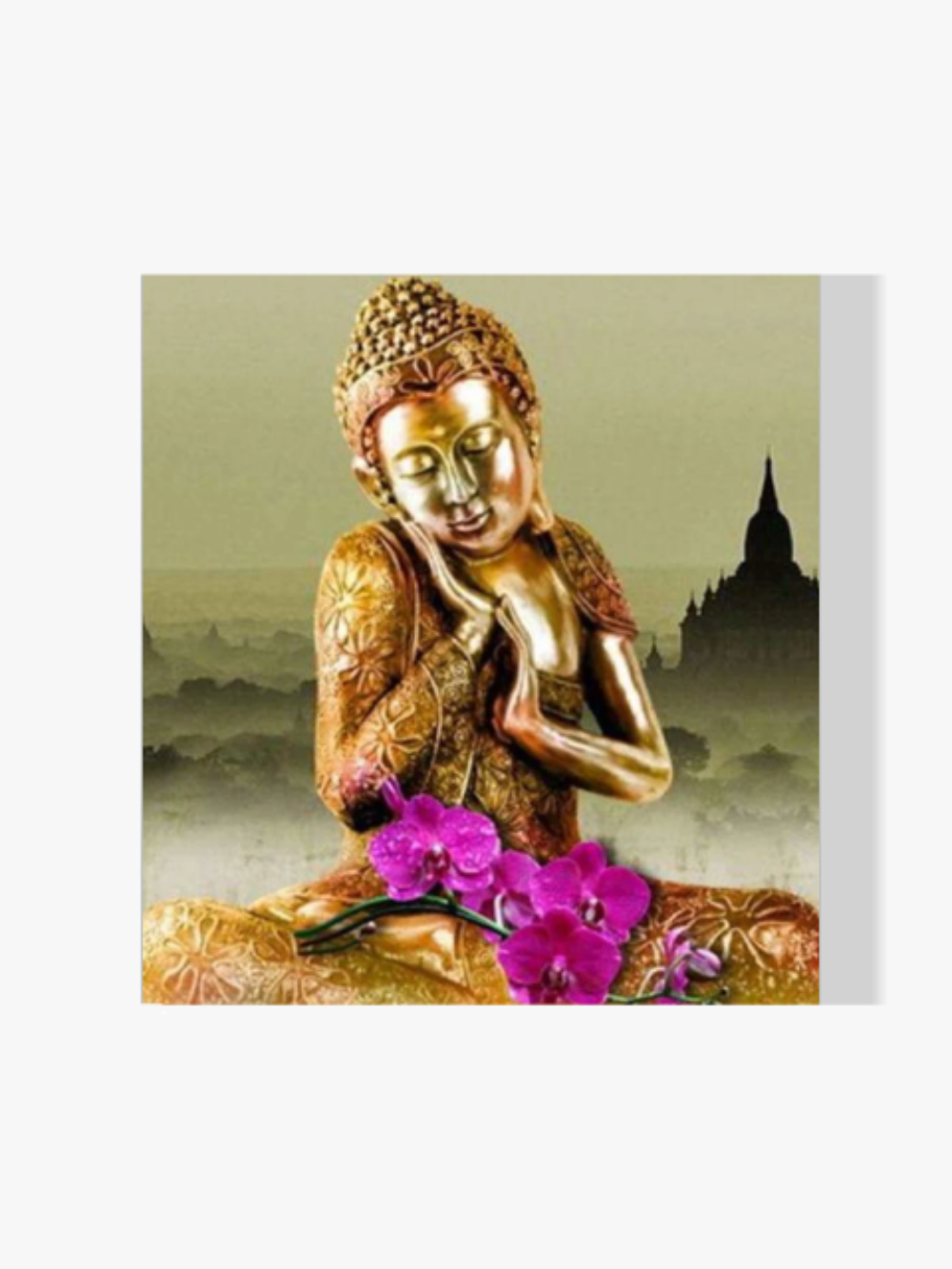 Buddha mit violetten Blumen - Malen nach Zahlen