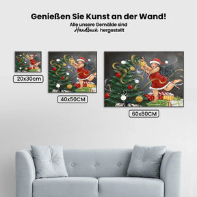 Dicke Dame feiert Weihnachten - Malen nach Zahlen