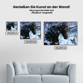 Einhorn - Schmetterlinge - Malen nach Zahlen