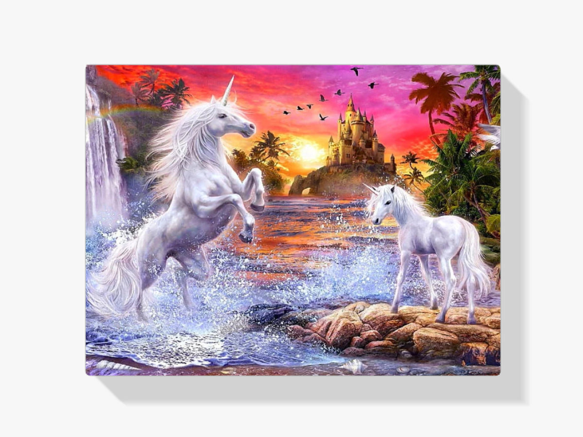 Einhorn Wasserfälle - Malen nach Zahlen