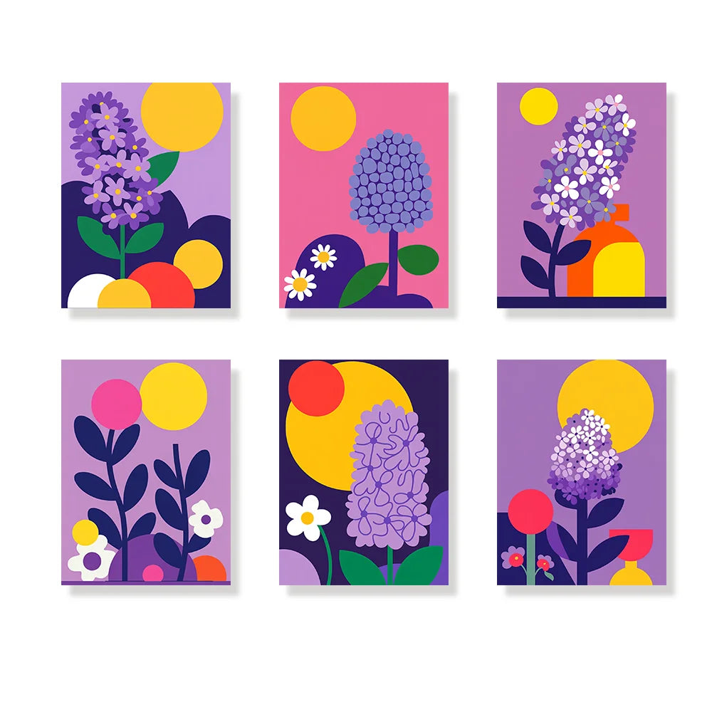Dipingi con i numeri - 6 mini dipinti | Set di fiori di ciliegio