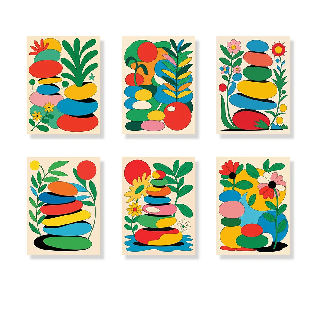 Dipingi con i numeri - 6 mini dipinti | Set di fiori di ciliegio