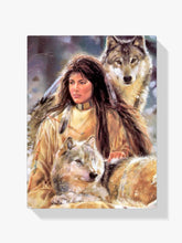 Frau - Wolf - Malen nach Zahlen