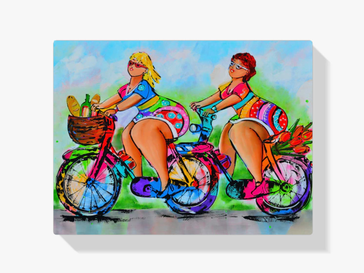 Fröhliche Malerei - Dicke Damen auf dem Fahrrad - Malen nach Zahlen