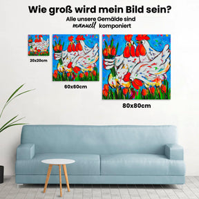 Fröhliche Malerei - Hühner - Malen nach Zahlen