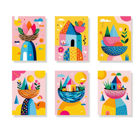 Dipingi con i numeri - 6 mini dipinti | Set di fiori di ciliegio