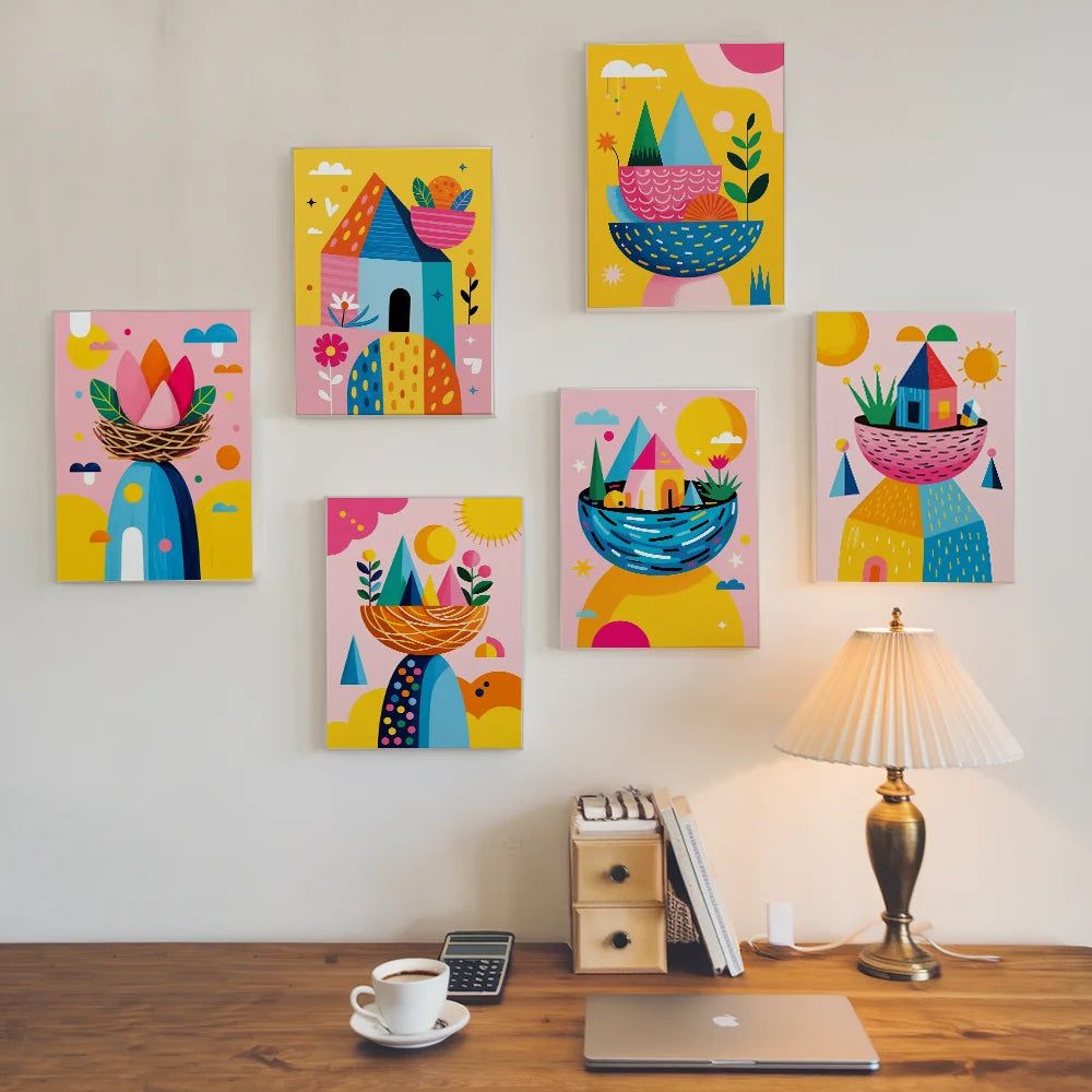 Dipingi con i numeri - 6 mini dipinti | Set di fiori di ciliegio