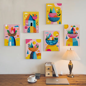 Dipingi con i numeri - 6 mini dipinti | Set di fiori di ciliegio