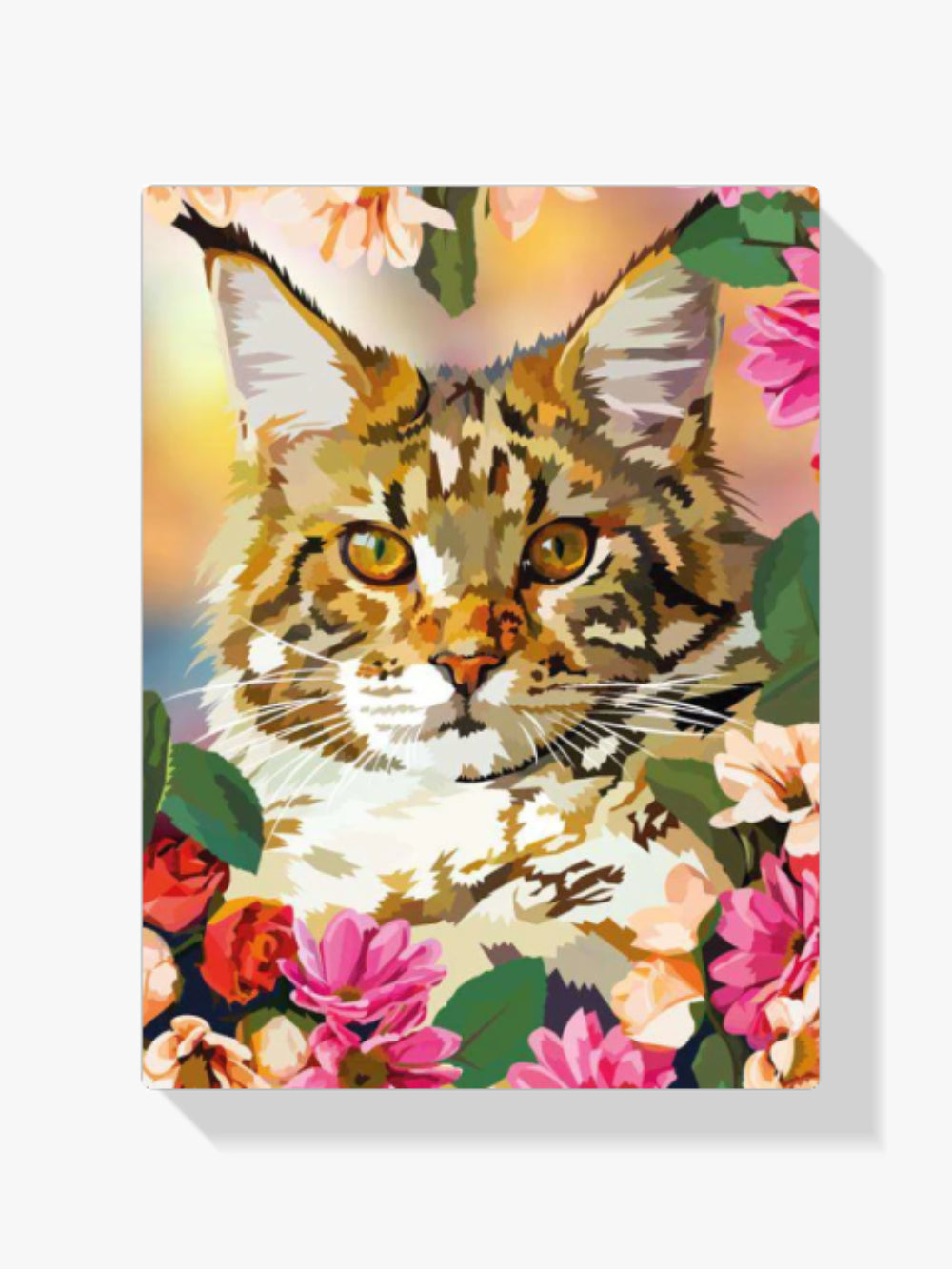Katze mit Blumen - Malen nach Zahlen