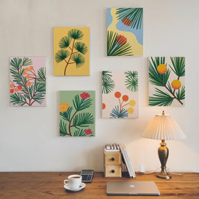 Dipingi con i numeri - 6 mini dipinti | Set di fiori di ciliegio
