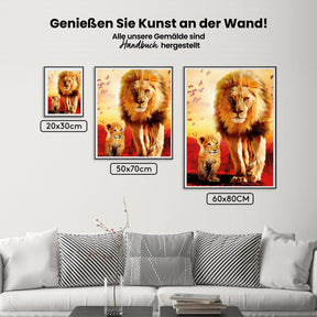 Kleiner Löwe folgt großem Löwen - Malen nach Zahlen