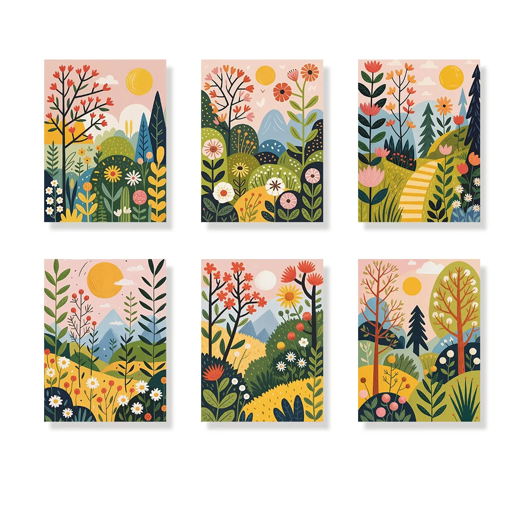 Dipingi con i numeri - 6 mini dipinti | Set di fiori di ciliegio