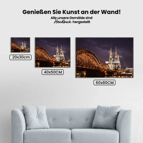 Kölner Dom bei Nacht - Malen nach Zahlen