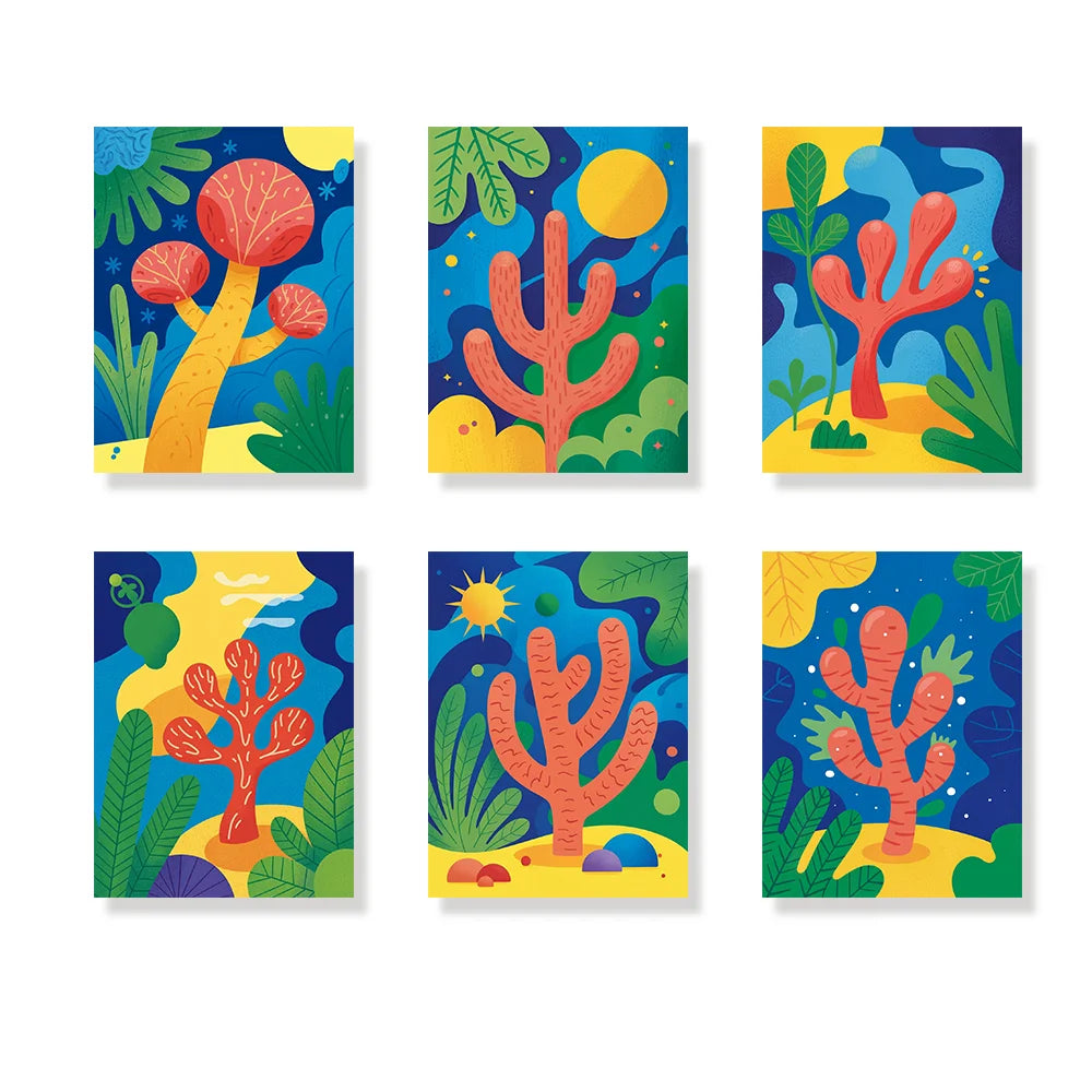 Dipingi con i numeri - 6 mini dipinti | Set di fiori di ciliegio