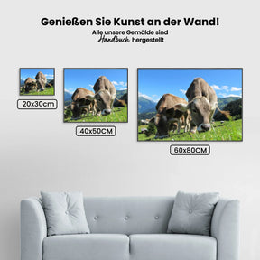 Kühe in den Bergen - Malen nach Zahlen