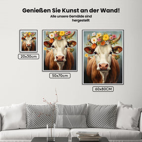 Kuh mit Blumenkranz - Malen nach Zahlen