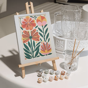 Dipingi con i numeri - 6 mini dipinti | Set di fiori bohémien