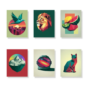 

Dipingere con i numeri - 6 Mini Quadri | Set di Arte Poster Poligonali