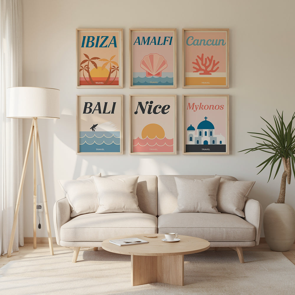 Malen nach Zahlen &#8211; 6 Mini-Gemälde Reiseplakatset-Set-1-2