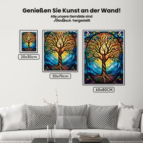 Dipingi con i numeri - Albero della vita in vetro colorato