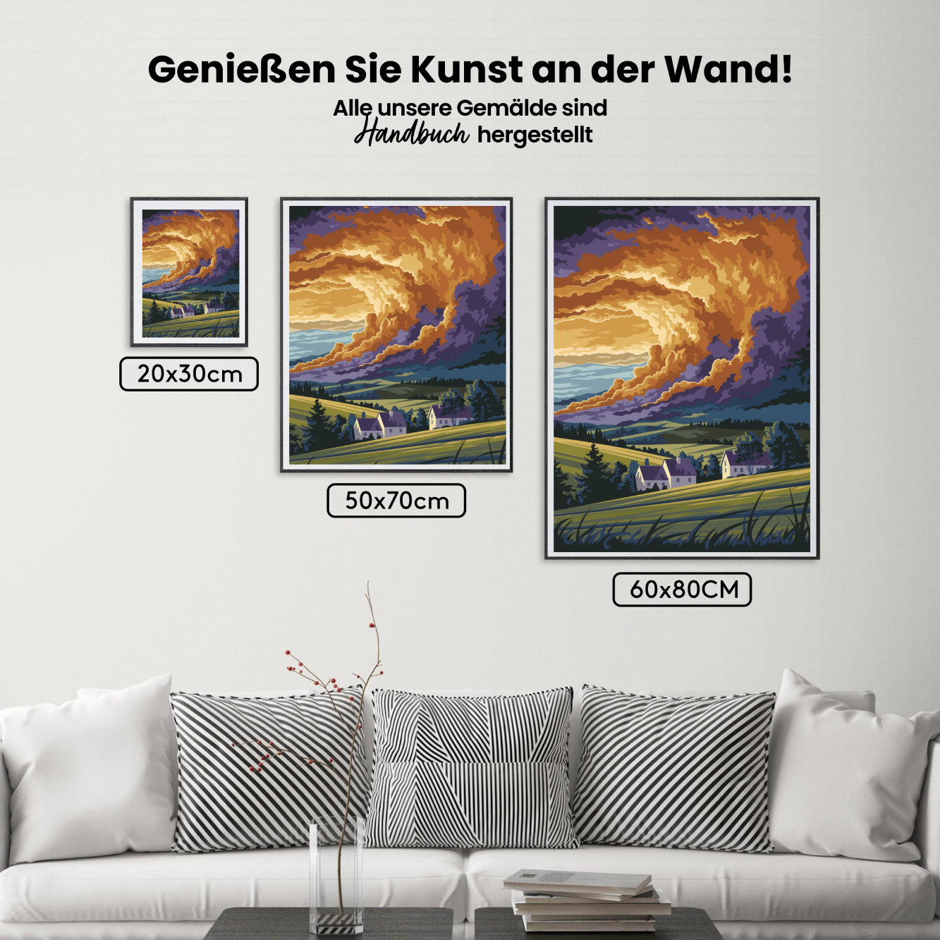 Malen nach Zahlen - Dramatische Gewitterluft über einer ländlichen Landschaft