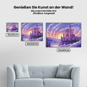 Malen nach Zahlen - Fantasievolles Schloss auf einer Klippe umgeben von Wolken V2