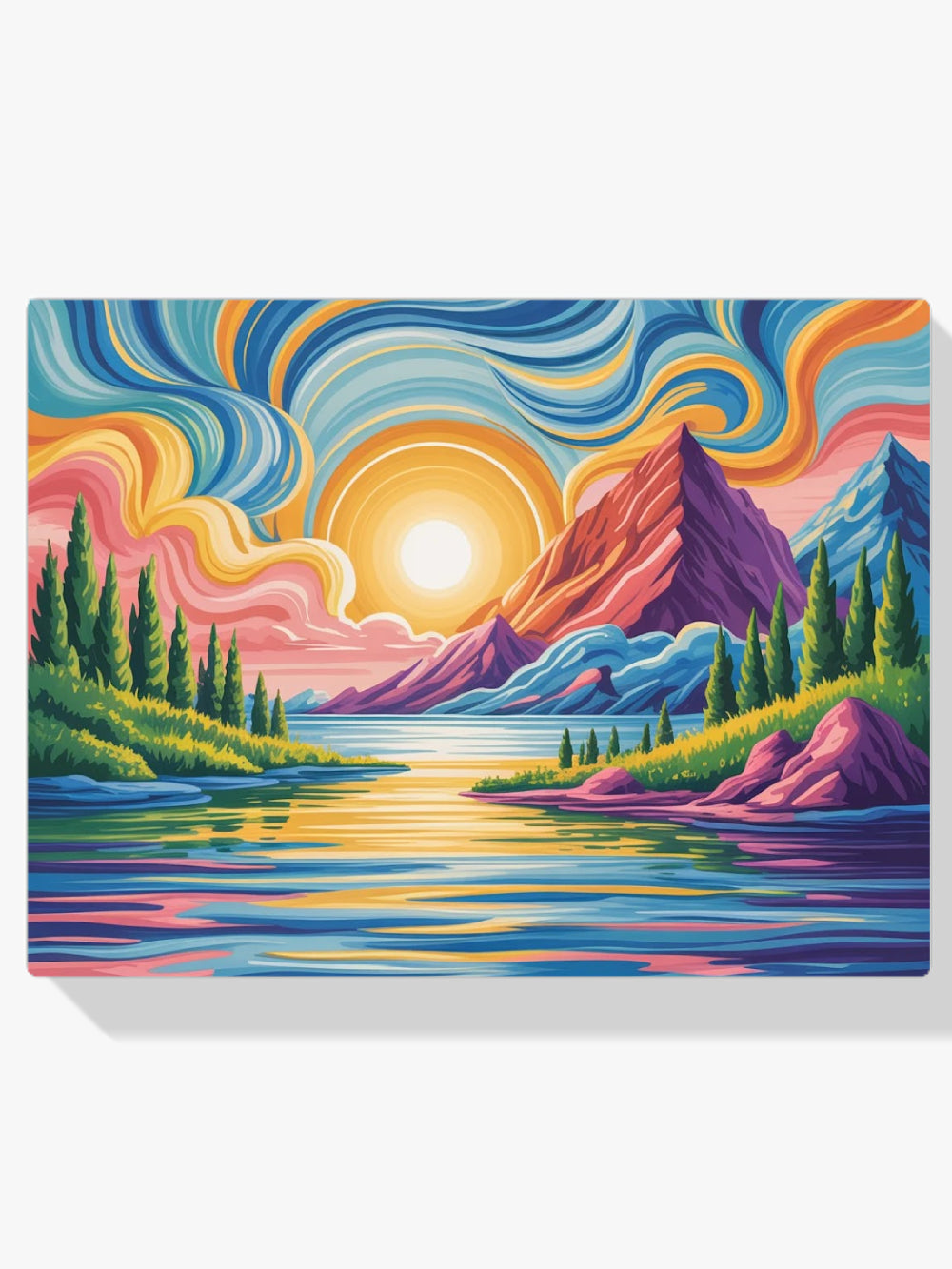 Malen nach Zahlen &#8211; Gemalter Himmel, spiegelnder See