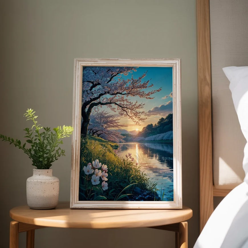 Dipingi con i numeri - Fiori di ciliegio al tramonto