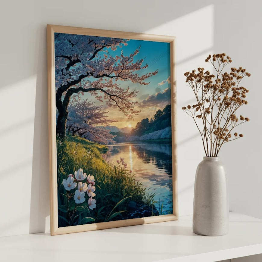 Dipingi con i numeri - Fiori di ciliegio al tramonto