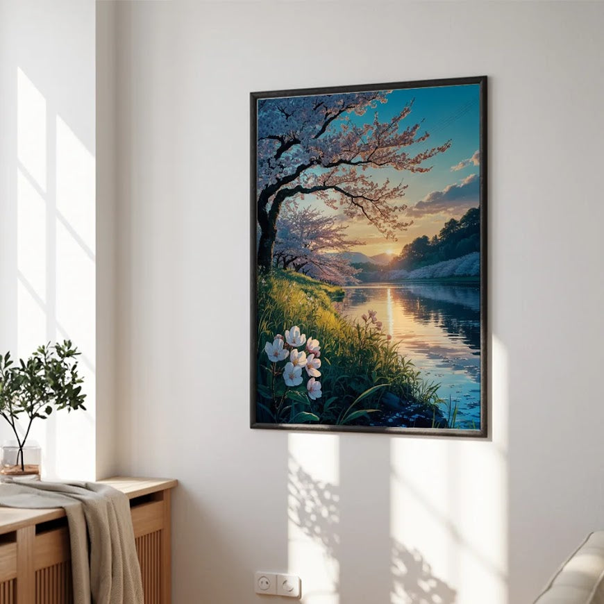 Dipingi con i numeri - Fiori di ciliegio al tramonto