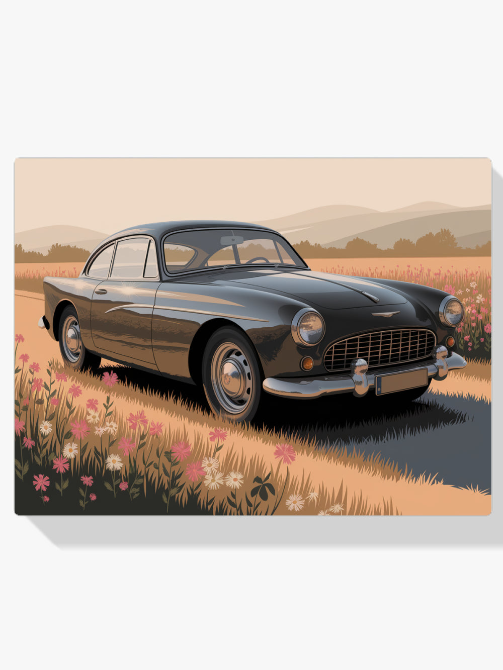 Malen nach Zahlen &#8211; Vintage-Auto in einem Blumenfeld V2-1