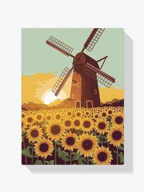 Dipingi con i numeri - Mulino a vento in un campo di girasoli