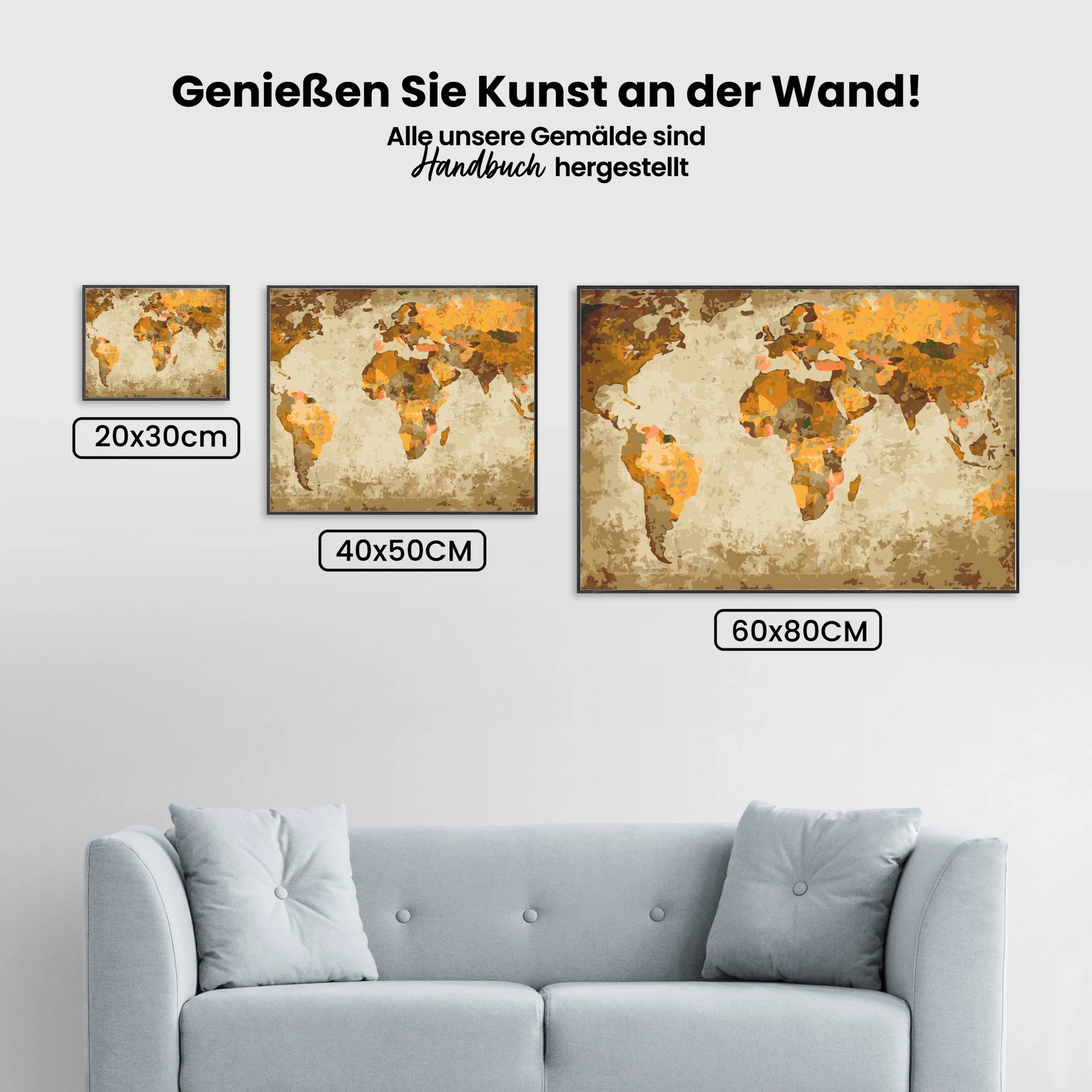 Malen nach Zahlen – Braune Weltkarte