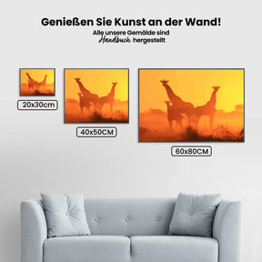Malen nach Zahlen – Giraffenfamilie in freier Wildbahn