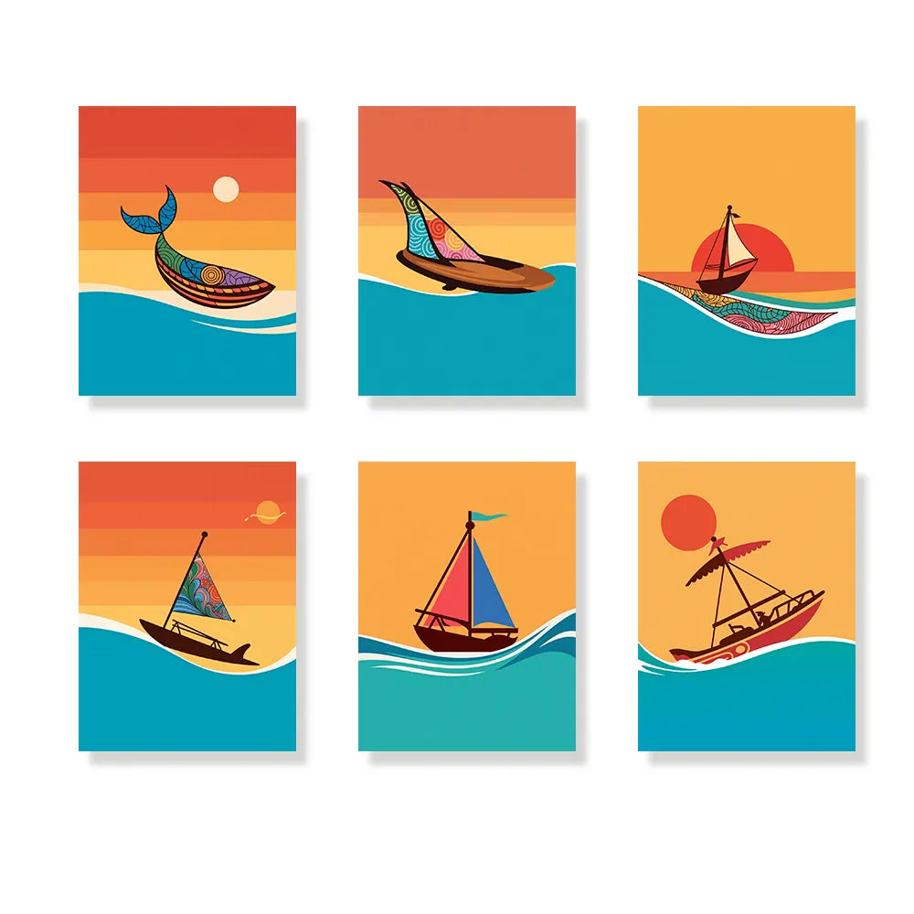 Dipingi con i numeri - 6 mini dipinti | Set Ocean Enredo