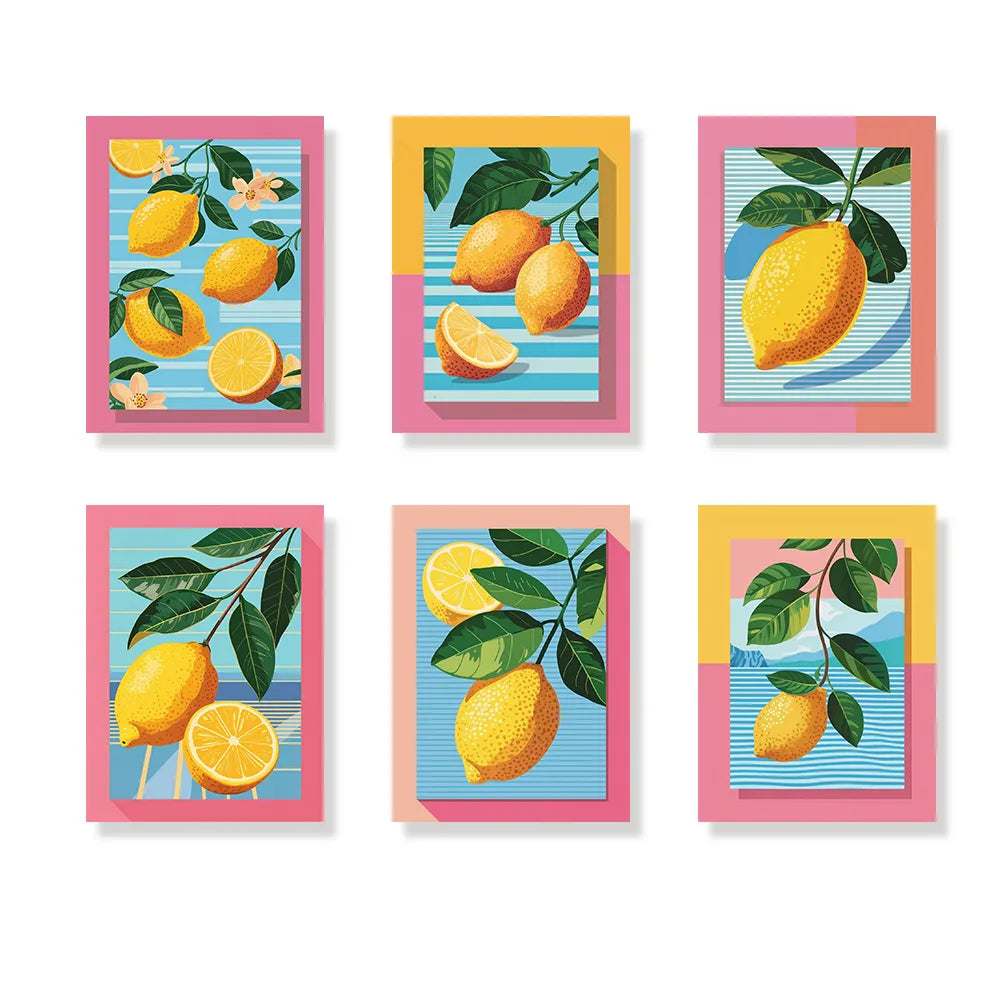 Dipingi con i numeri - 6 mini dipinti | Set Lemon Path