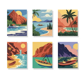 

Dipingere con i numeri - 6 Mini quadri | Set Faule Lagune