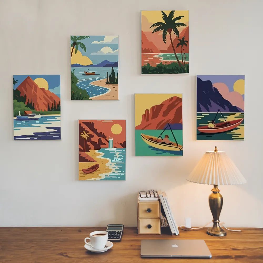 

Dipingere con i numeri - 6 Mini quadri | Set Faule Lagune