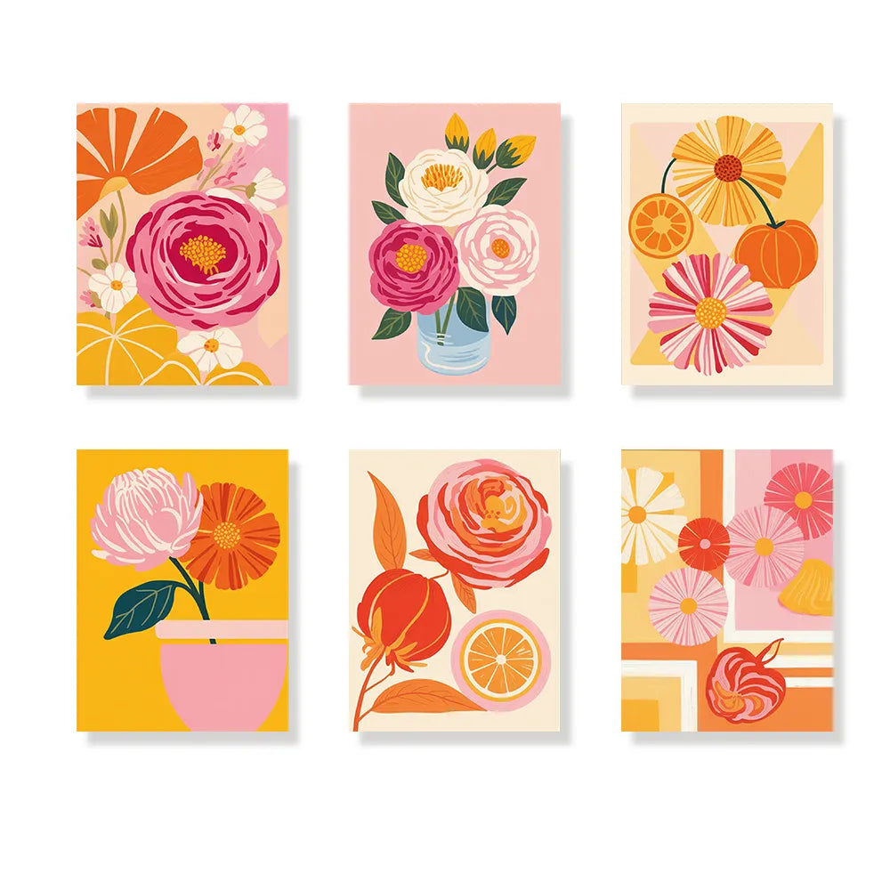 Dipingi con i numeri - 6 mini dipinti | Set Heatwave Blossom