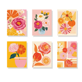 Dipingi con i numeri - 6 mini dipinti | Set Heatwave Blossom