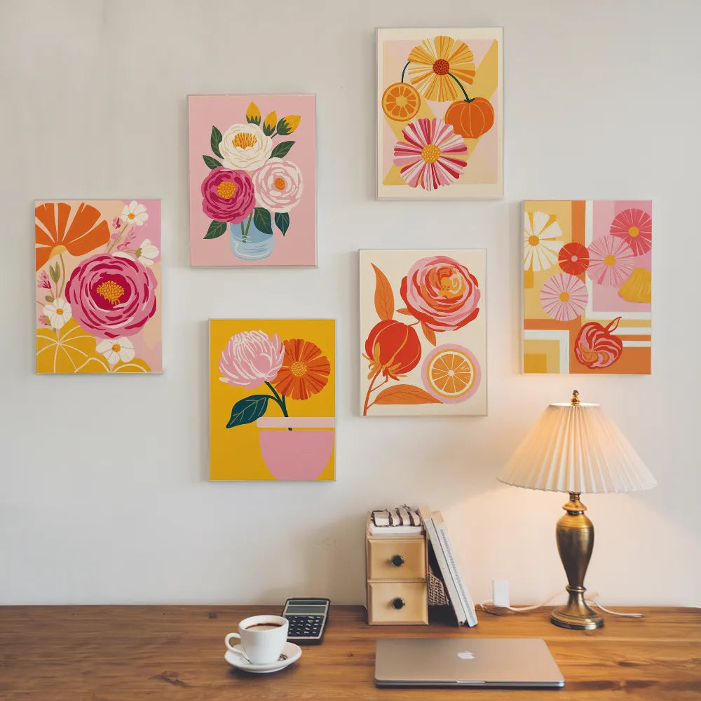 Dipingi con i numeri - 6 mini dipinti | Set Heatwave Blossom